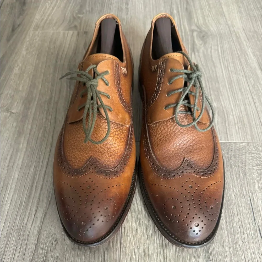 Joseph Abboud Tan and Brown Leather Derby Shoes